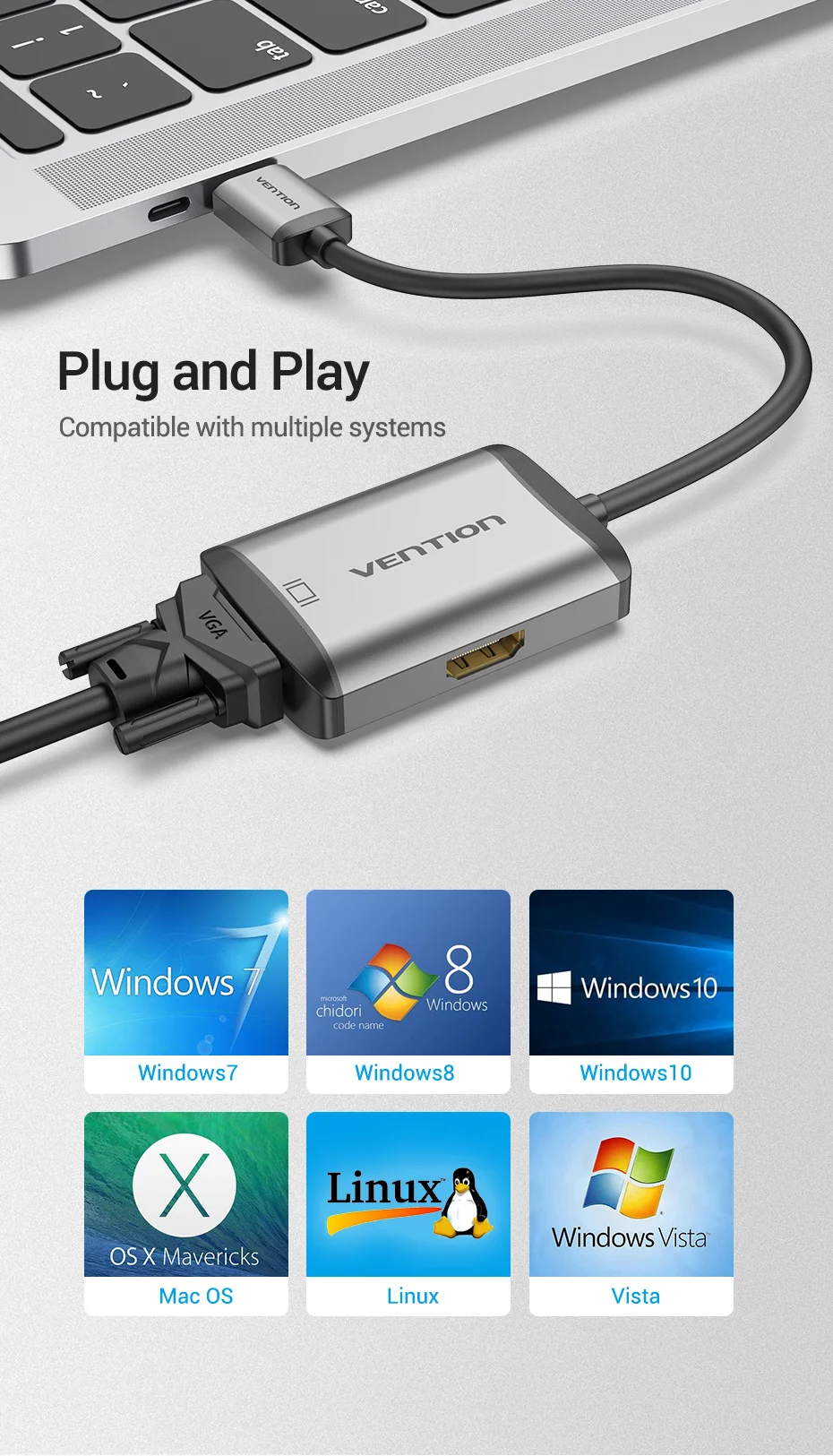 Vention HDMI to HDMI VGA Adapter 4K HDMI Converter HDMI VGA Cable for Laptop PC HDTV PS4 Monitor Projector HDMI to VGA Converter