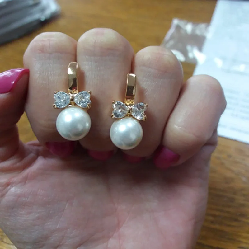 Freshwater Pearls Earrings Women Crystal Gift Hand Made Pearl Earings African Gold Hoops Bijoux Perle Brincs Ouro Kolczyki E0310