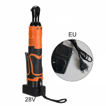 

28V 85Nm 3/8 LED Electric Cordless Ratchet Right Angle Impact Wrench W/ Charger
