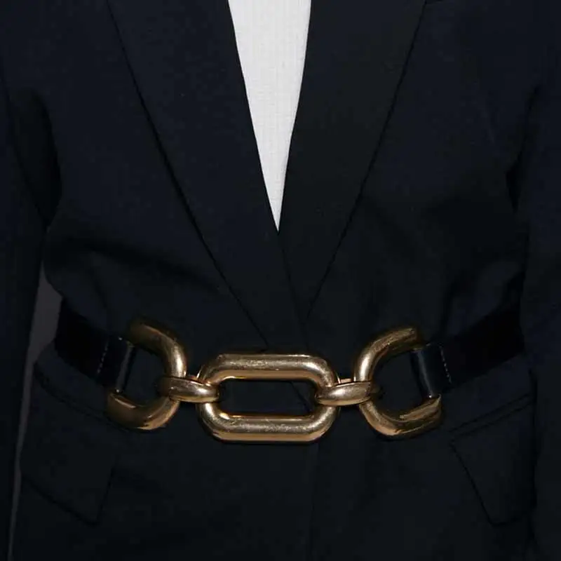 Girlgo новейший винтажный вельвет с пряжкой ZA пояс для женщин Панк Металлический Золотой Цвет цепочка для живота аксессуары ювелирные изделия вечерние подарки