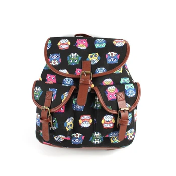 

Cartoon Embossed Cute Owl Bird Design Rucksack Student Prep School Backpacks Girl Canvas Student Backpack