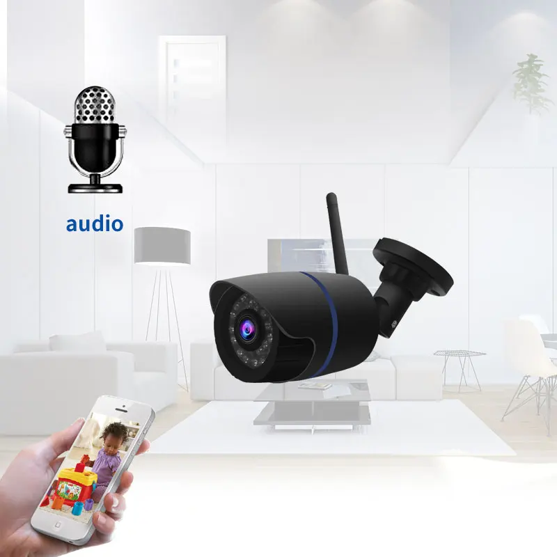 5MP Wifi ip-камера ONVIF Беспроводная цилиндрическая камера наружная SD карта аудио 1920*1080 ночное видение 30 м приложение CamHi