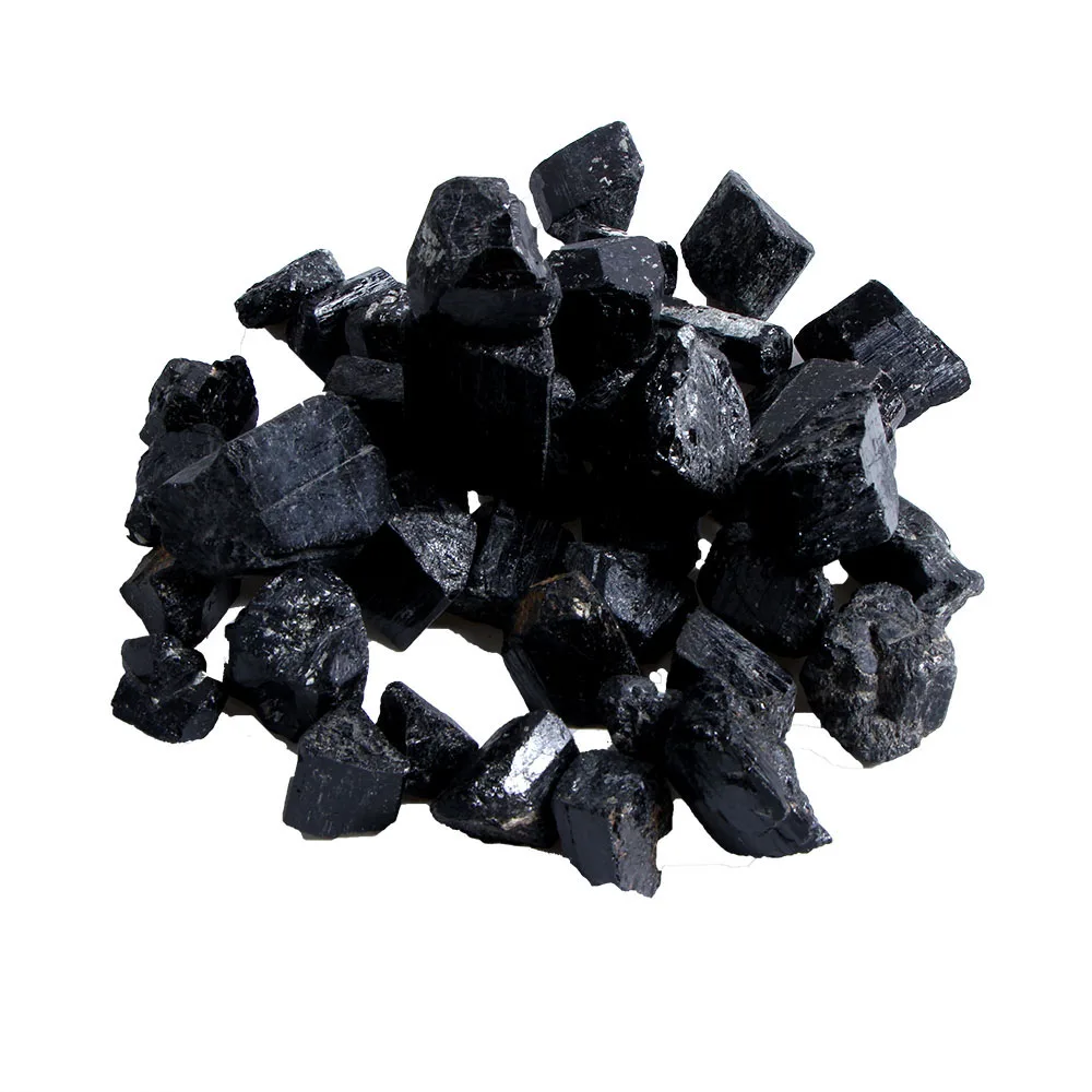 

20Mm 50G Natural Black Tourmaline Retro Raw Gem stone Pendant Crystal Hand-Woven Jet Stone Ore Radiation Protection Stone Craft
