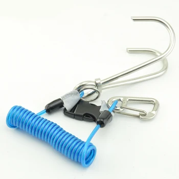 

Water Sports Accessories Stainless Steel Lanyard Survival Spring Coil Tool Buckle Anti Lost Quick Release Diving Scuba Spiral
