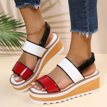 

Women Sandals 2022 New Casual Heels Woman Velcro Platform Wedges Non-slip Shoes Ladies Summer Sandals Buckle Large Size 35~43