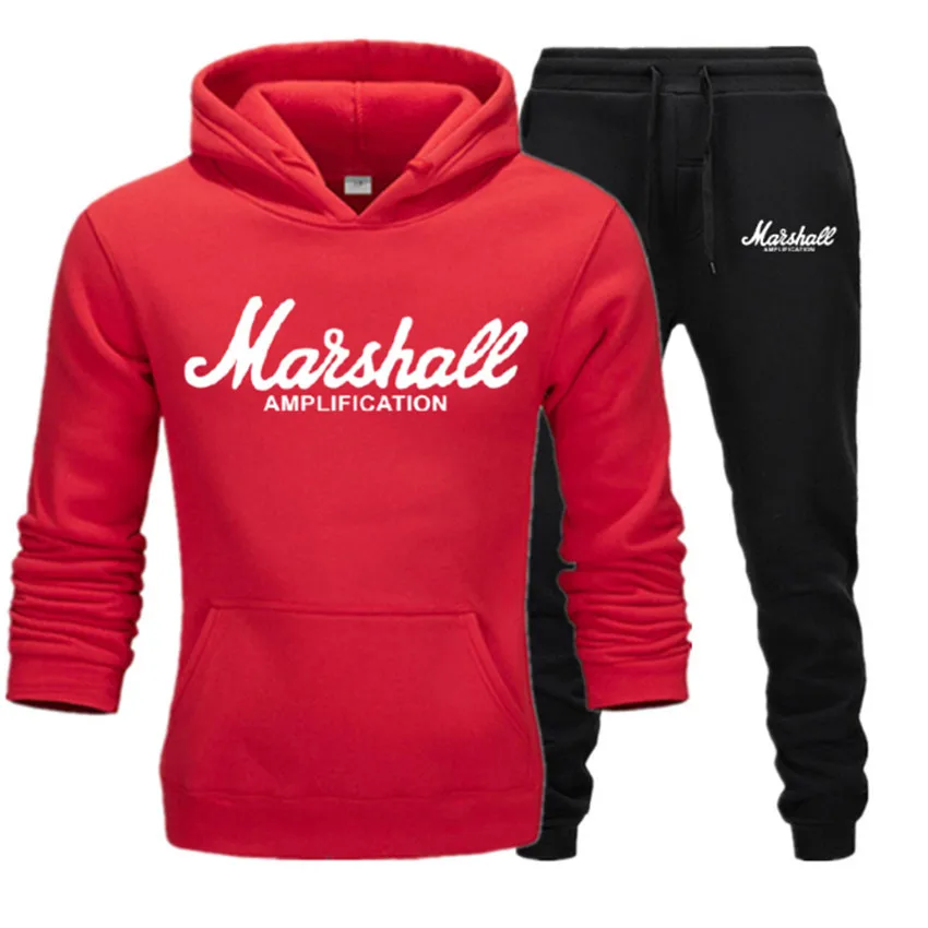 Red Black 195197 Marshall, спортивный костюм, толстовка с капюшоном, Мужская брендовая одежда, повседневная, хлопок, осень/зима, теплые толстовки, мужской повседневный спортивный костюм, костюм - Цвет: Red Black 195197