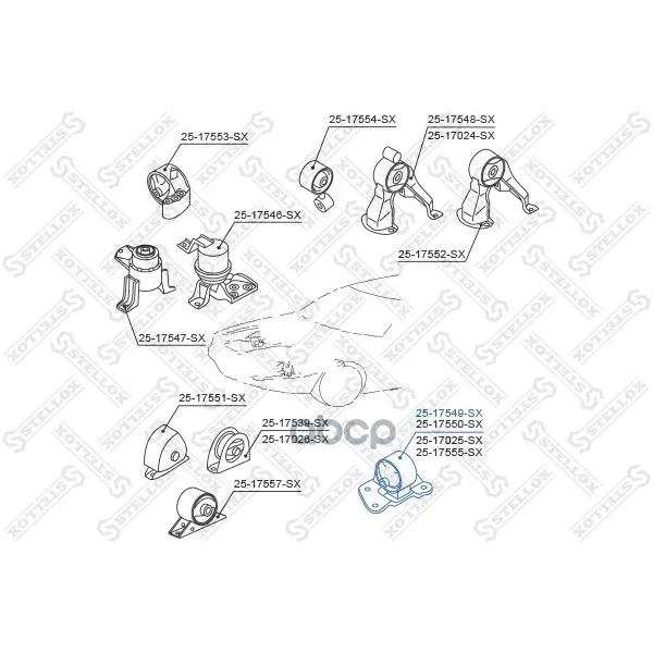 25-17549-Sx_подушка Двигателя Левая! Mitsubishi Lancer Cs 2000-2009 Stellox 2517549sx Stellox арт. 2517549SX