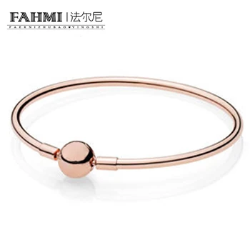 

FAHMI 100% 925 Sterling Silver 1:1 Authentic Classic Letter Logo Basic Bracelet Rose Gold Bracelet Suitable DIY Beaded
