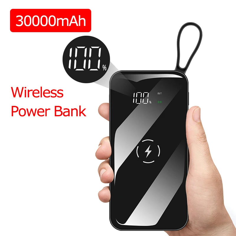 

30000 mAh Wireless Power Bank Waterproof Portable Dual USB for IPhone Xiaomi Huawei Powerbank Fast Charging External Battery
