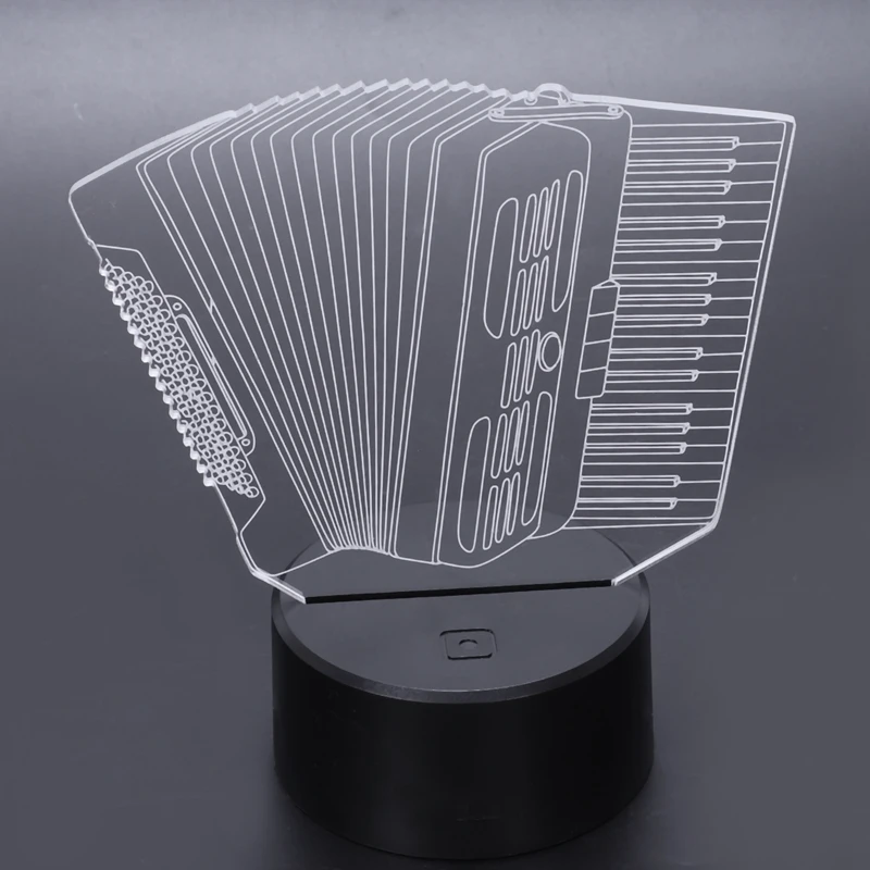3D Светодиодная лампа аккордеон, музыкальные инструменты, подарок на день рождения для мальчиков и девочек, акриловый настольный ночник, декоративный светильник, 7 цветов
