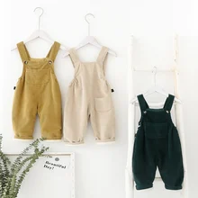 Повседневные зимние штаны для маленьких девочек и мальчиков; Детские утепленные вельветовые штаны; коллекция года; теплые вельветовые комбинезоны; детские длинные штаны; S10370