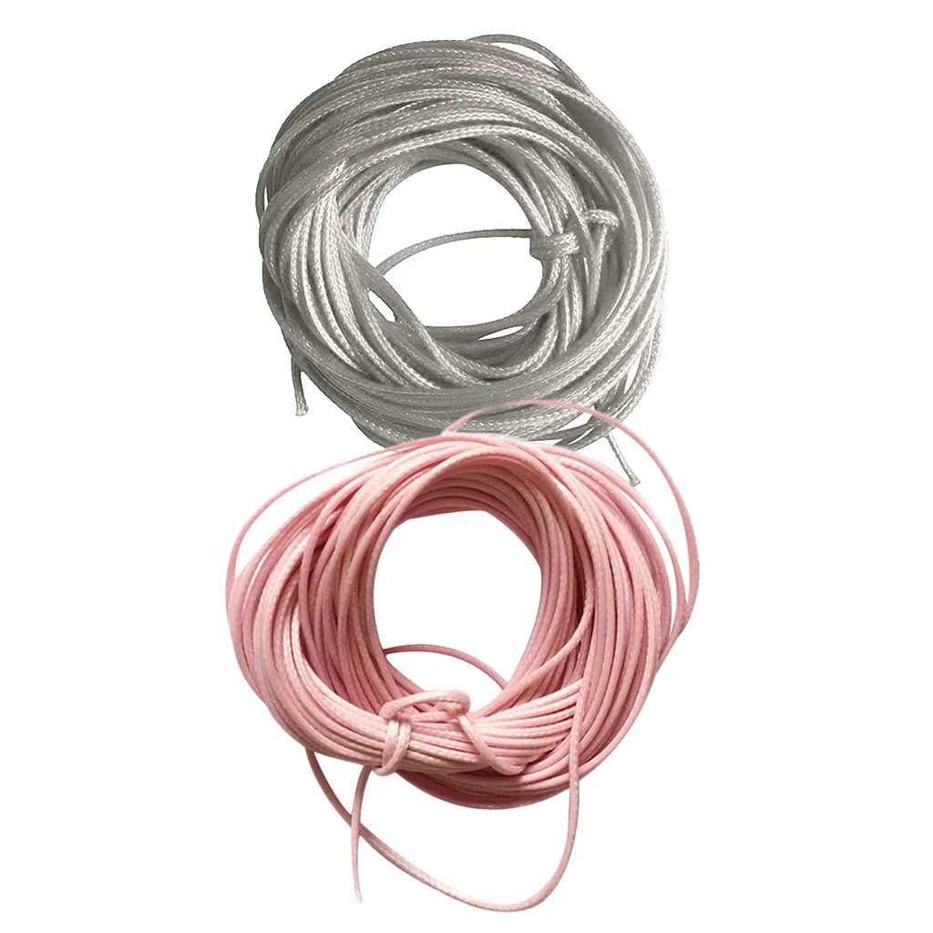 2 Pieces 10 Meters Waxed Nylon String Rope Cord for Jewelry Making 1.5mm Grey Pink