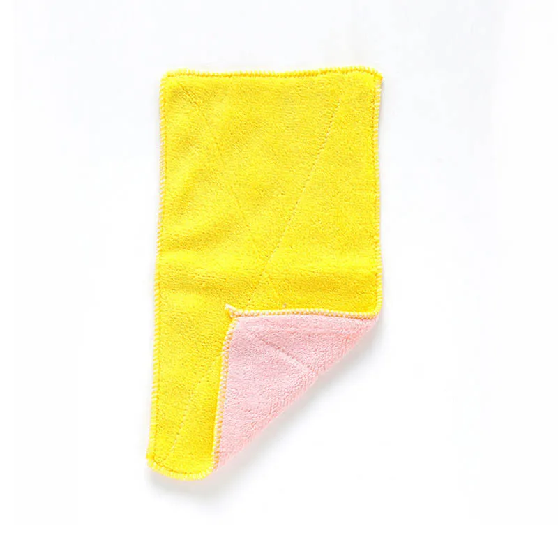 pink yellow 2 шт./компл. абсорбирующей тканью полотенца для мытья Кухня чистящие тряпки 25*15 см кухонные полотенца, утолщенные двойные из сверхтонкого волокна - Цвет: pink yellow