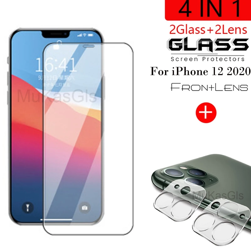 4-in-1 3D Lens + Tempered Glass For iPhnoe 12 Max Screen Protector On iPhone Pro protective | Мобильные телефоны и