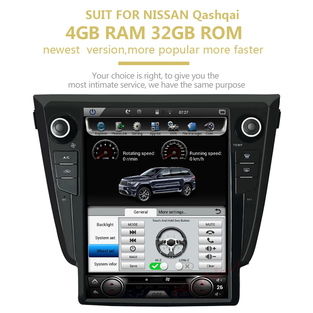 KiriNavi Telsa стиль вертикальный экран 1 Din Android 8,1 12," автомобильный DVD Радио для Nissan Qashqai X trail авто gps навигация wifi