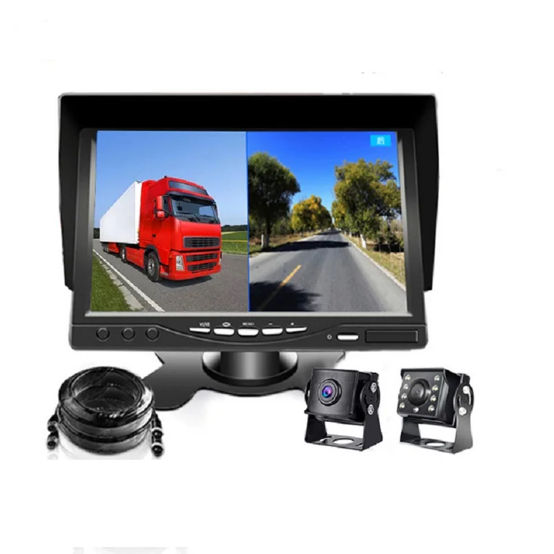 Dash Cam передний и задний двойной 7 дюймов ips экран DVR Запись для грузовика прицепа тяжелый ящик RV туристический автобус