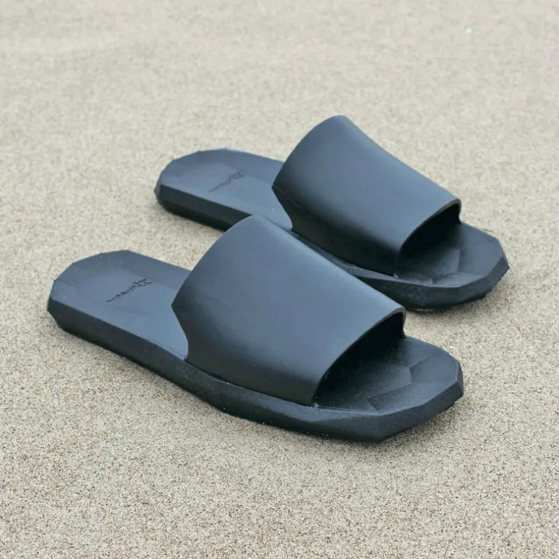 BEST SELLER  Summer Slippers Men Anti-slip Home Sandals All Black Solid Couple Slippers Fashion Bath Shoes Men T