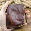 LEACOOL Genuine Leather Coin Purse Women Men Vintage Handmade Wallet Small Mini Card Holder Bag Case Zipper Change Purses Female ► Photo 1/6