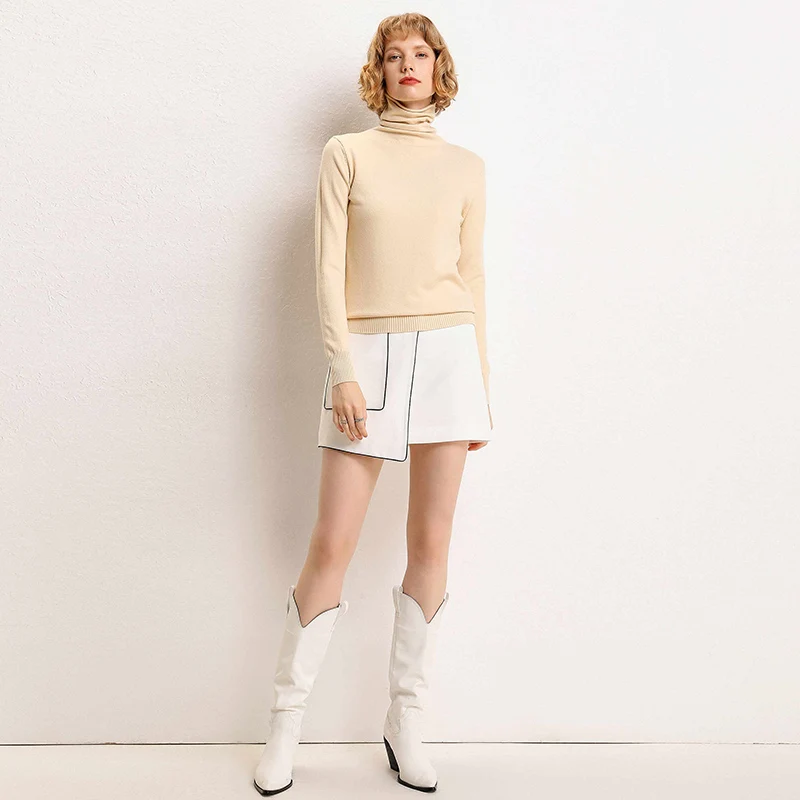 

2019 Autumn Winter Slim Solid Color Turtleneck Sweater Long Sleeve Korean Style Woman Ribbed top Pullover