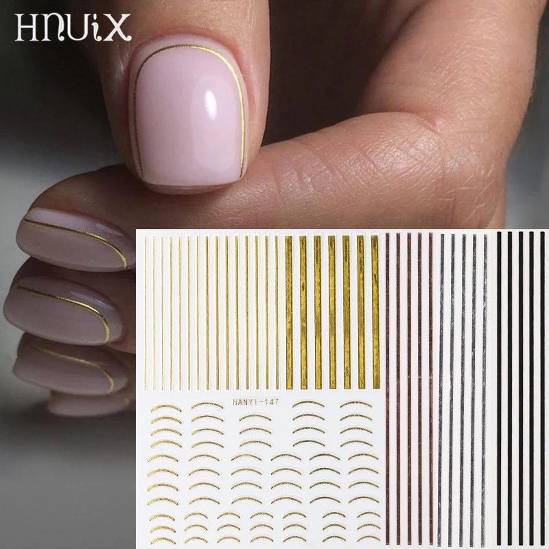 1pc Gold 3d Nail Sticker Curve Stripe Lines Nail Stickers Adhesive Stripe Band Nail Art Stickers Stickers Rose Gold Silver Stickers Decals Aliexpress