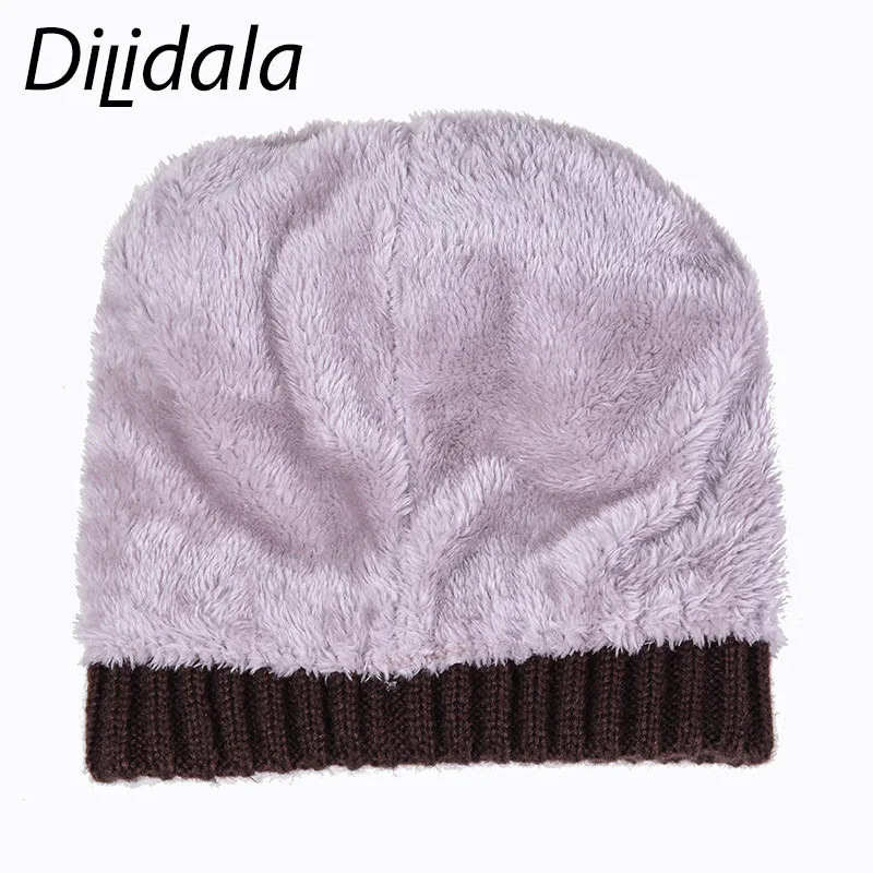 Dilidala, осенне-зимняя теплая шерстяная вязаная шапка, Толстая шерстяная шапка, мужская и женская пара, бархатные шапки, бесшовная зимняя шапка