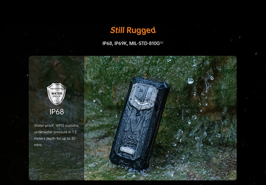 OUKITEL WP15 NFC Dual 5G IP68 Waterproof Rugged Smartphone 15600mAh 6.52'' 8GB+128GB 48MP Triple Camera Android 11 Mobile Phone
