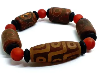 

LETSFUN Fine Jewelry Tibet Dzi Monk Prayer Worry Old Agate Bead Bracelet Prayer Free Shipping