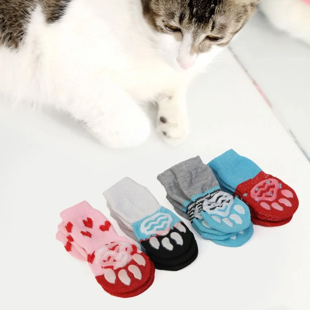 Носки для домашних животных с милым рисунком мягкие носки из чистого хлопка для собак, кошек милые домашние носки-тапочки товары для домашних животных на весну, осень и зиму