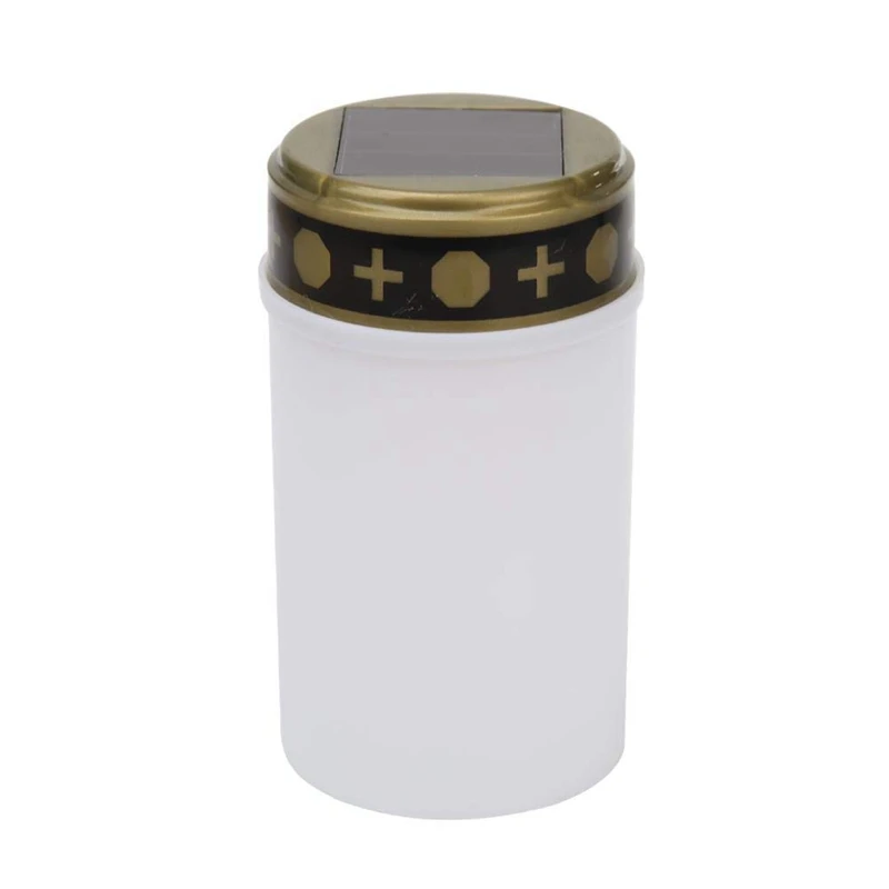 White Grave Candle for Cemetery Grave Solar Lights with Lighting LED