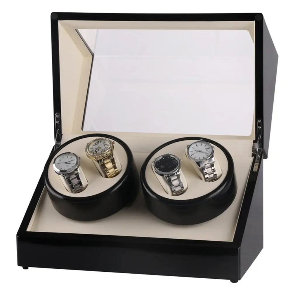 

Luxury Watch Winders US Plug 4 Slots Wood Clock Casket Watch Winder Box Lacquer Rotate Slient Motor Display Clock Box#3