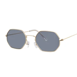 Chic Square Frame Designer Sunglasses with Ocean Lens (Gold Gray)