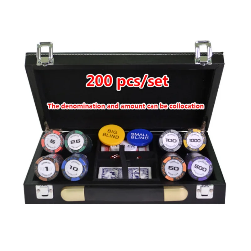 Набор фишек для покера 200/300/400/500 шт./компл. набор Покера из пшеничной глины