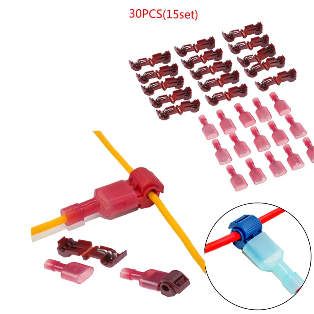 30PCS(15set) Wire Cable Connectors Terminals Crimp Scotch Lock Quick Splice Electrical Car Audio Kit Tool Set