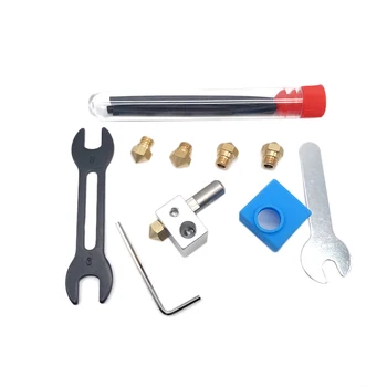 

MK10 Hotend Kit Extruder Set with Heat Block Copper 0.4mm Nozzle Throat Tube PTFE Tube Silicone Sock Compatible with Other 3D Pr