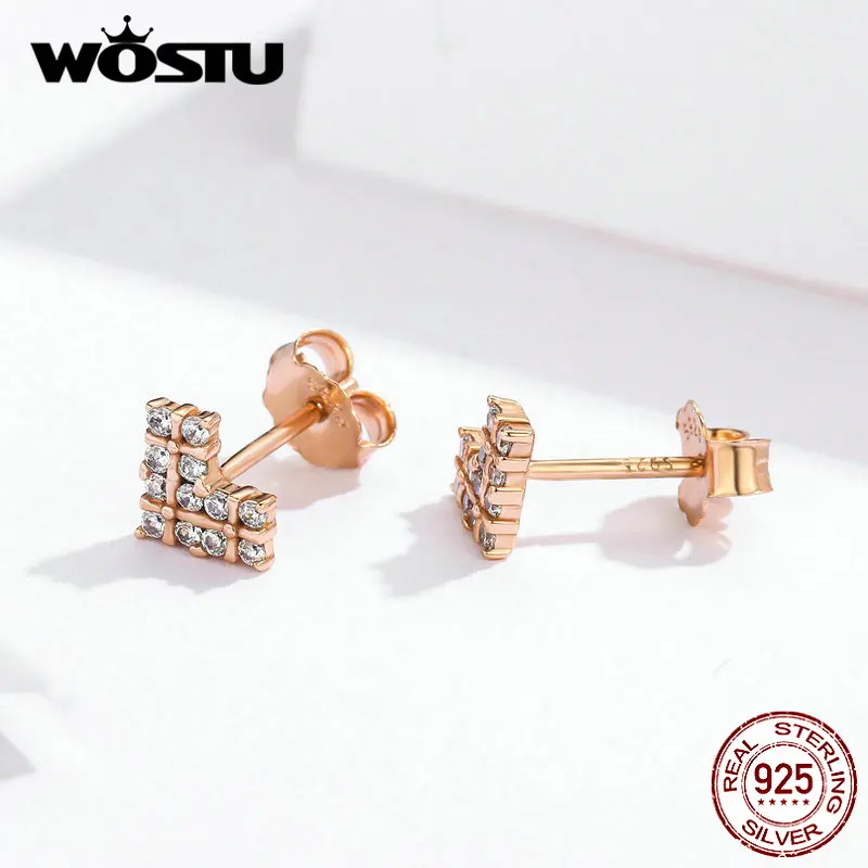 WOSTU 925 пробы, Серебряное сердце, маленькие серьги-клипс серебро 925 ювелирные изделия для женщин, роскошные ювелирные изделия, свадебные серьги CQE702