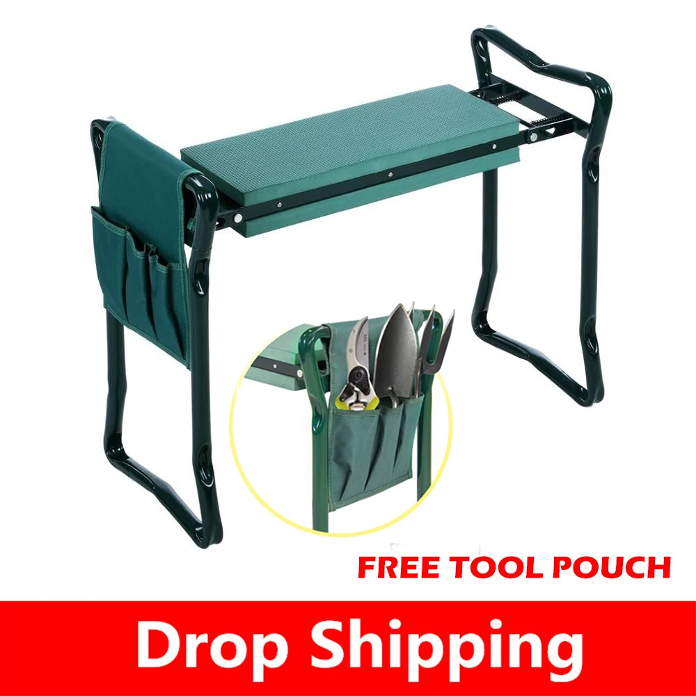 

Multifunctional Knee Protector Garden Seat and Kneeling Pad Foldable Stool Bench Foam Tool Pouch Tool