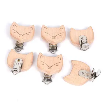 

Drop Ship. Nipple Chain Accessories Wooden Pacifier Clip Cute Fox-shaped Baby DIY Preferred