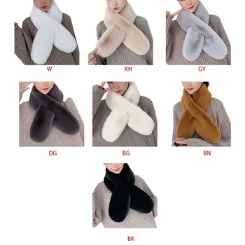 

Women Winter Thicken Faux Rabbit Fur Solid Color Scarf Collar Shawl Neck Warmer 40JF