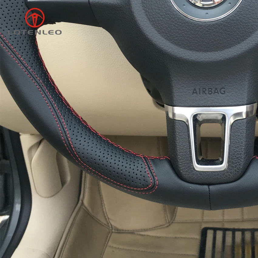 Задняя панель LQTENLEO из черной кожи для Volkswagen vw Golf 6 Mk6 Jetta Polo 2011 2014|car steering wheel cover|steering