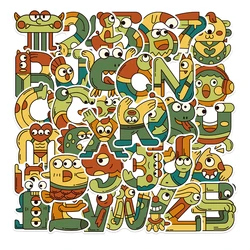 Autocollants d'illustration alphabet numérique de dessin animé, 36 pièces, autocollants imperméables pour valise, téléphone, Notebook, guitare, tasse d'eau, jouet pour enfants 