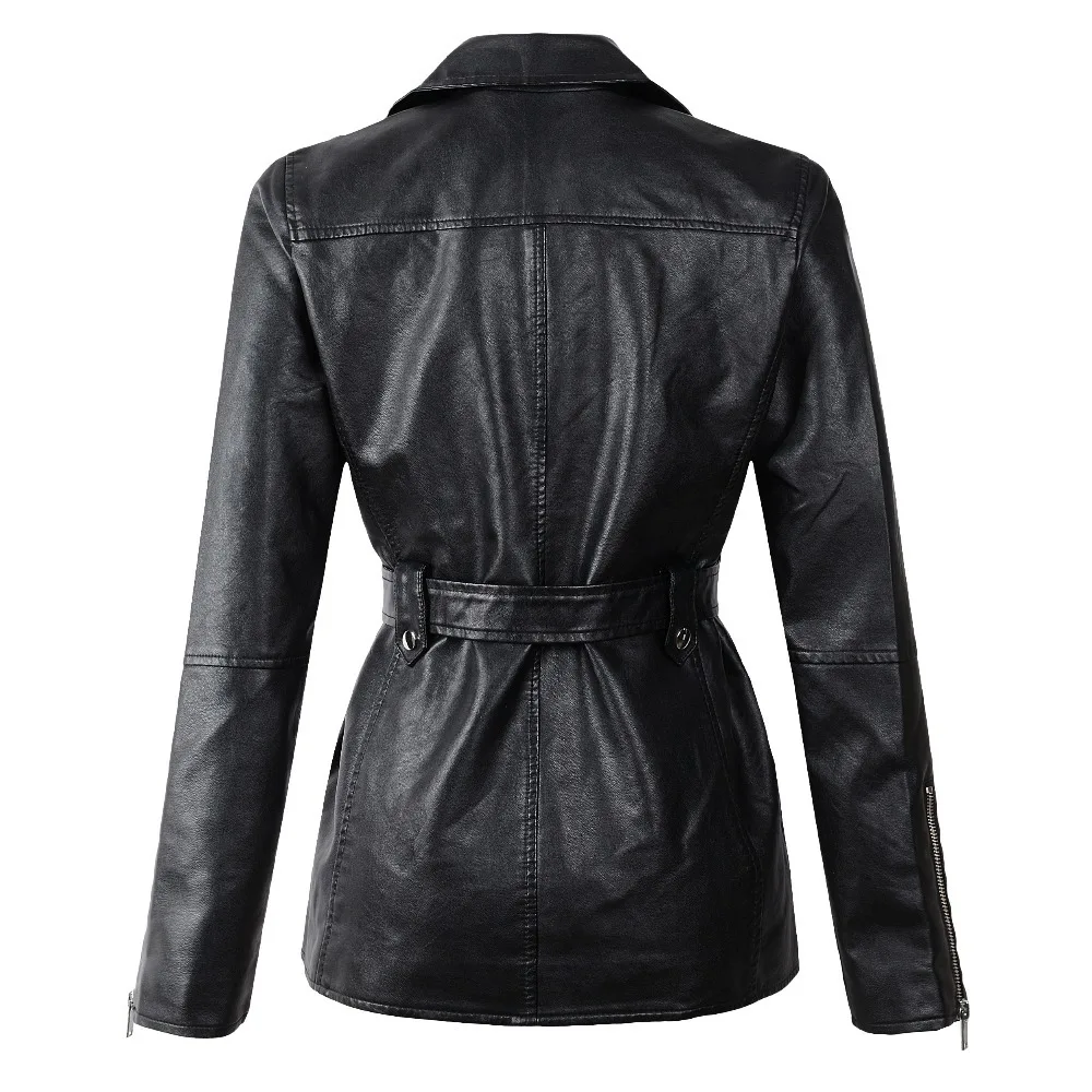 [EWQ] Осень-зима, женские Куртки из искусственной кожи в Корейском стиле, женские свободные черные байкерские Coats16N-a13 на молнии