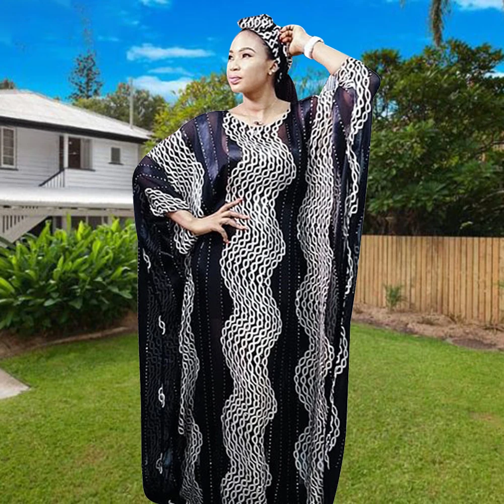 african couple outfits African Dresses For Women Bazin Evening Maxi Dress Party Elegant Color Patchwork Stripe Ruched Print Long Robe Sexy Daily Abaya african traditional attire