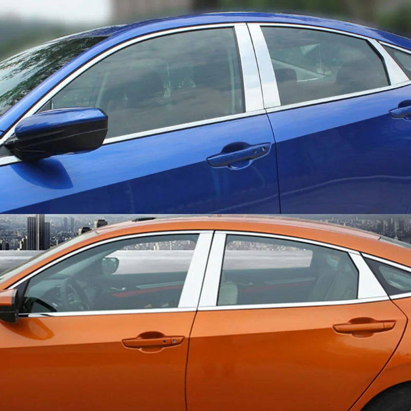 

Chrome Pillar Post Cover Molding Exterior Replacement Door Window For Honda Civic 2016-2018