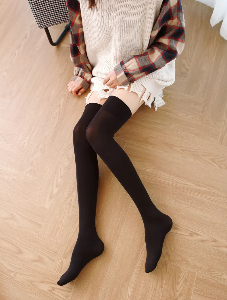 Spring and summer 120d stockings silicone non slip velvet knee length silk stockings women's Japanese wide mouth White Dance soc Spring and summer 120d stockings silicone non slip velvet knee length silk stockings women's Japanese wide mouth White Dance soc