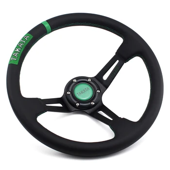 

TK Deep Dished Leather Steering Wheel 14inch 350mm Auto Racing Drifting Steering wheels Great Look