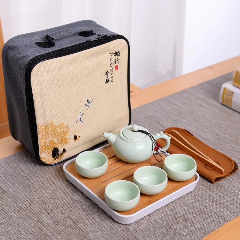 

Manufacturers Direct Selling Ceramic Kung Fu Tea Set Ding Portable Travel Tea Set Business Gift Customization Logo