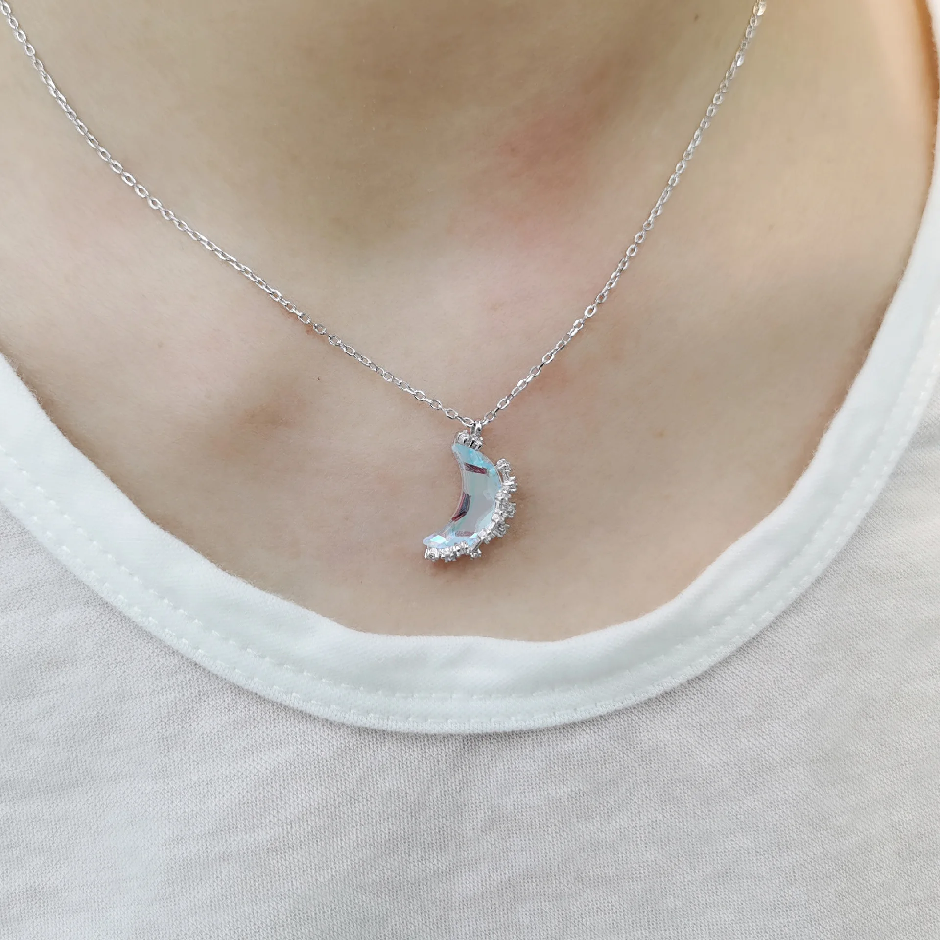 moonlight zircon necklace woman 100% 925 Sterling silver nacklace Jewelry Clavicle chain pendant charms for women gift