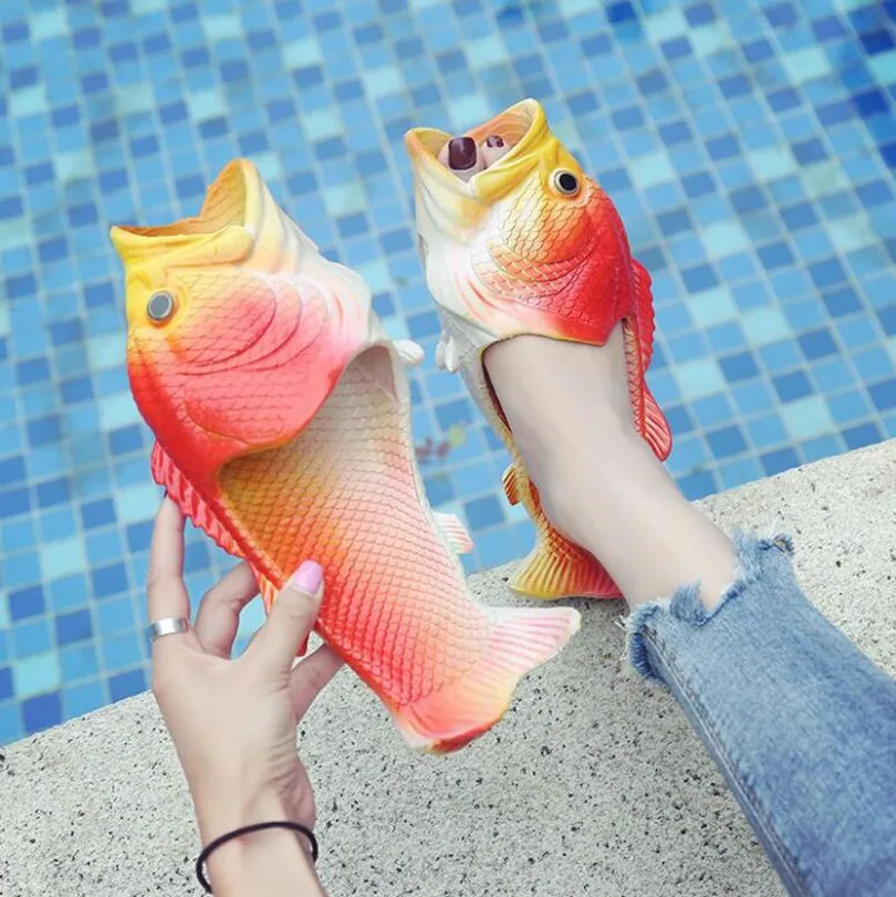 2021 Fish Slippers Fashion Outer Wear Summer Girls Flip Flops Creative  Funny Couple Fish-shaped Parent-child Shoes - Women's Slippers - AliExpress