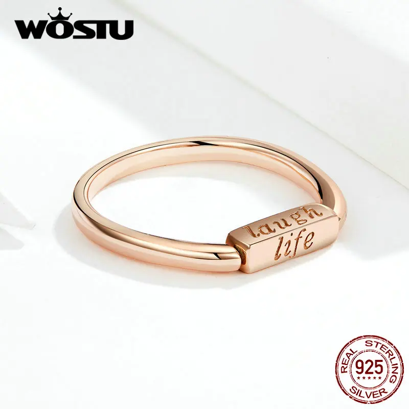 WOSTU,, настоящее 925 пробы, серебряное, золотистое, благородное, ReFNangle, со смехом и любовью, кольца для женщин, изготовление ювелирных изделий, FIR587