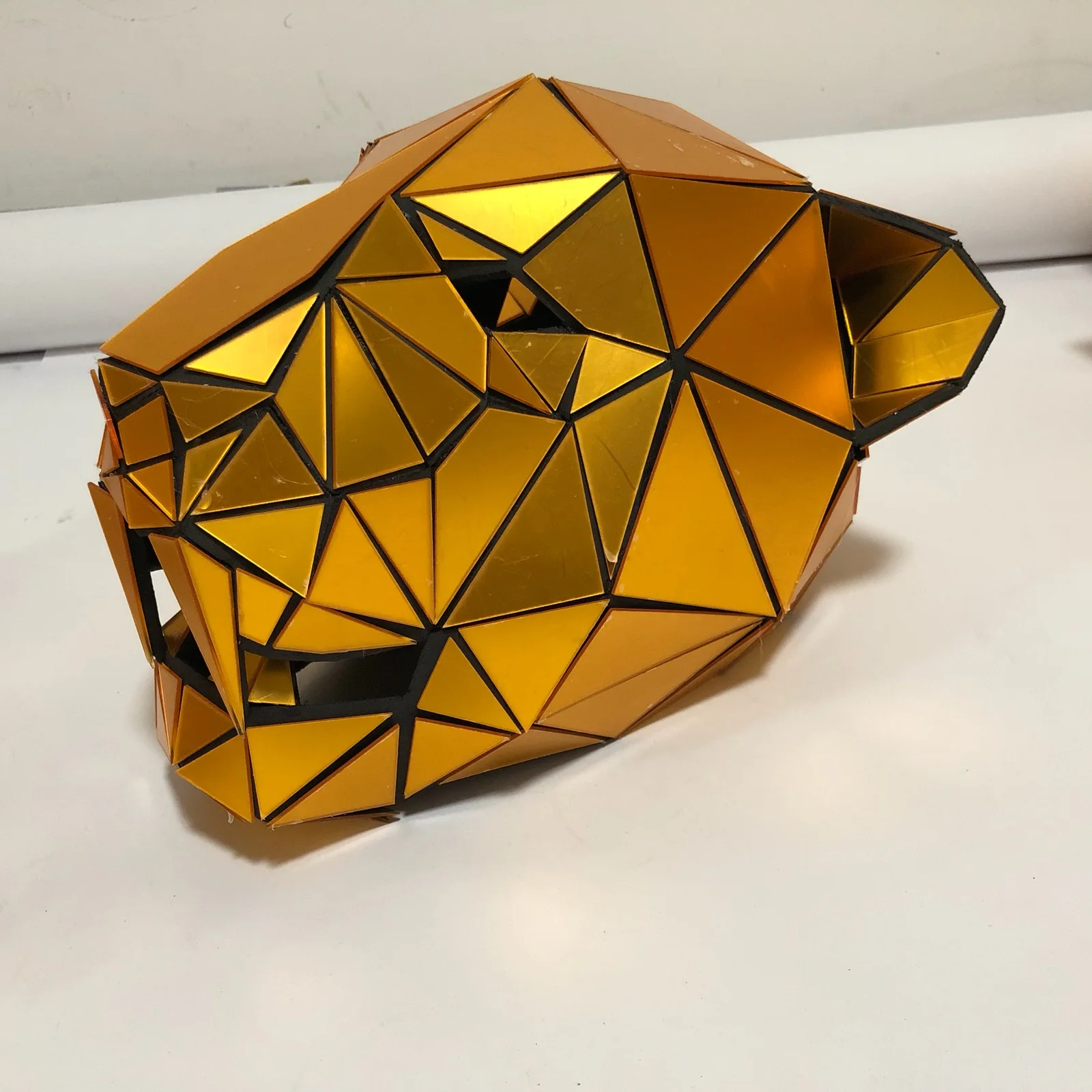 Specchio D'Oro Tiger King Mask Future Technology Space Animal Helmet Maschere Complete Cosplay Nightclub Party Stage Show Copricapo
